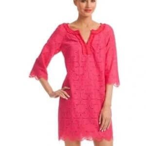 Trina Turk Jubilee Floral Lace Tunic Dress NWT Cerise Pink Size 2